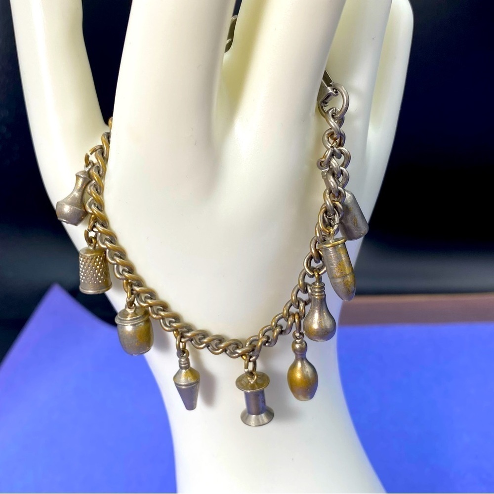 Pewter vintage charm bracelet